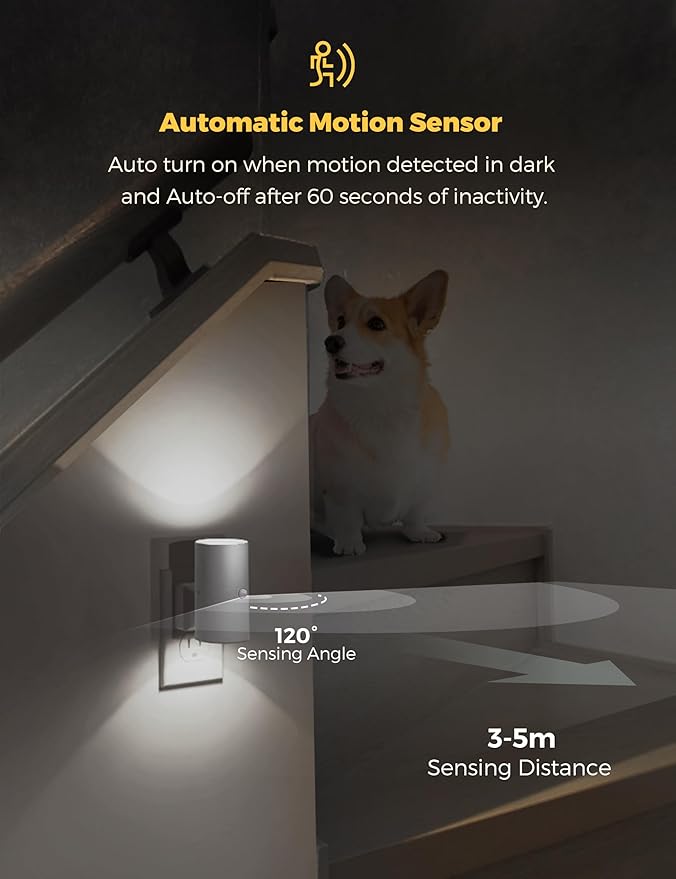 L LOHAS LED Motion Sensor Night Light, [2 Pack] Bright Night Light, 5000K Daylight White, Motion Activated Nightlight, Dimmable 0-100LM, Motion Sensor Light Indoor for Kids Hallway Bathroom Kitchen
