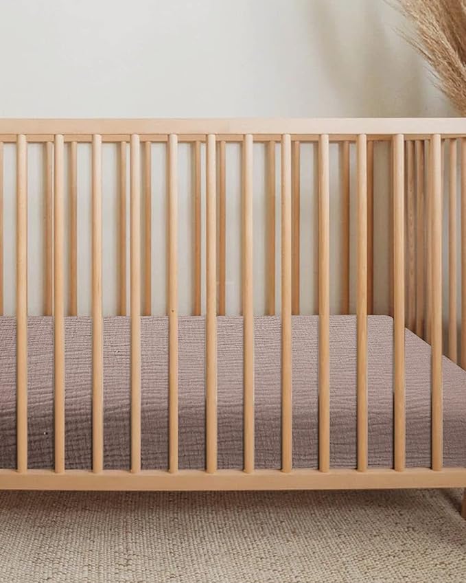 Crib Sheets for Boys Girl, Fitted Baby Toddler Bed Sheets 28" x 52", Neutral Muslin Cotton Crib Mattress Bedding Soft and Breathable Comfort (Vintage Taupe)