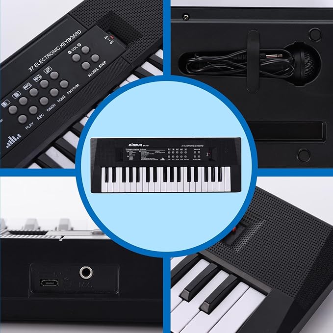 Kids Piano Keyboard, 37 Keys Portable Music Keyboard Early Learning Educational Electronic Music Piano Instrument Toys for 3 4 5 6 Year Old Boys and Girls (Black)