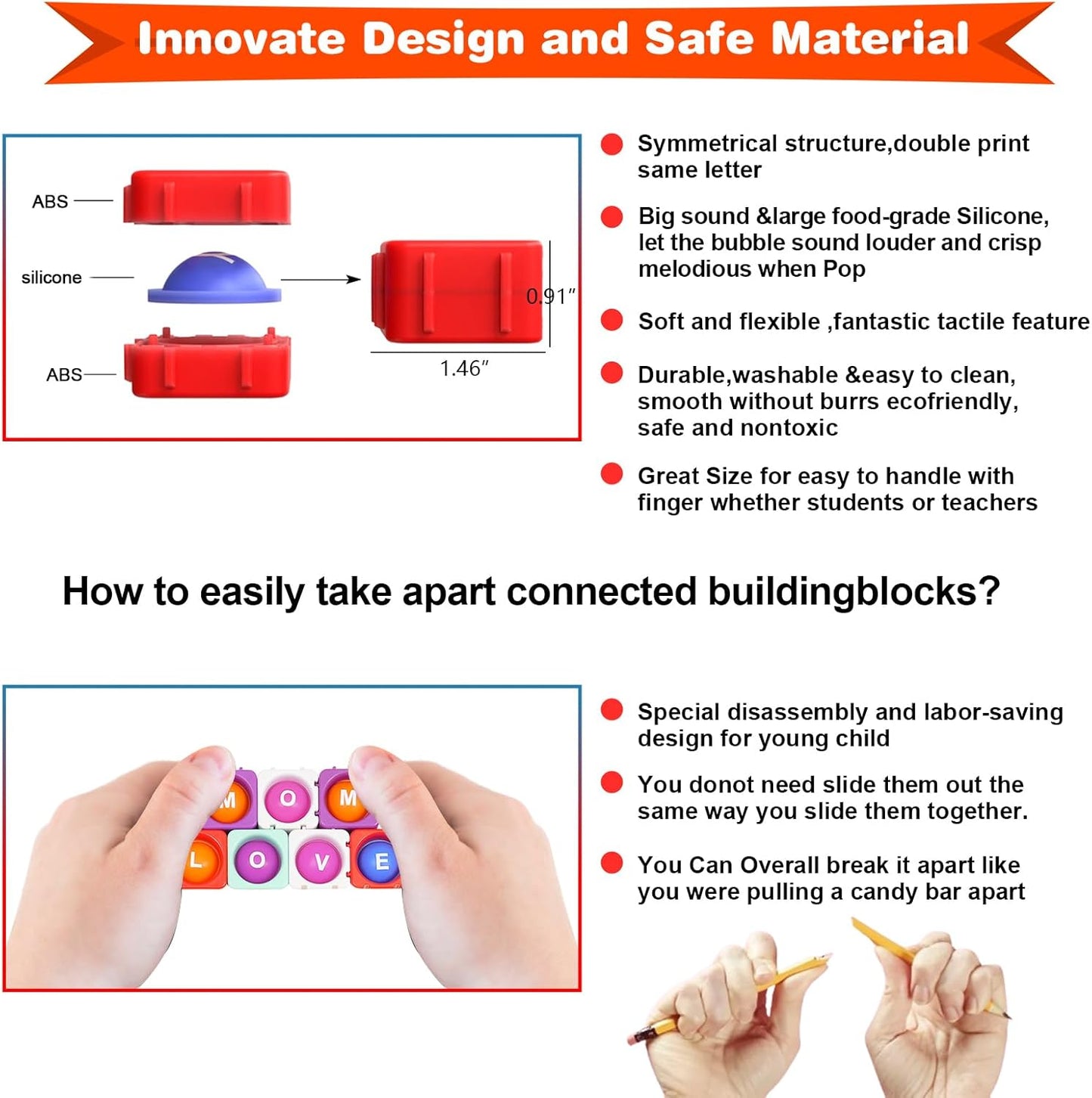 JeewLet-POP MultiSensory Pop-CVC-Fidget-Classroom-Toys。Funny Reading&Phonics Interactive Tools。Giant Rainbow Silicone Bubble&Loud Crisp Sound&DIY-Pops-Its-Fidget-Toys-Building-Blocks-Game