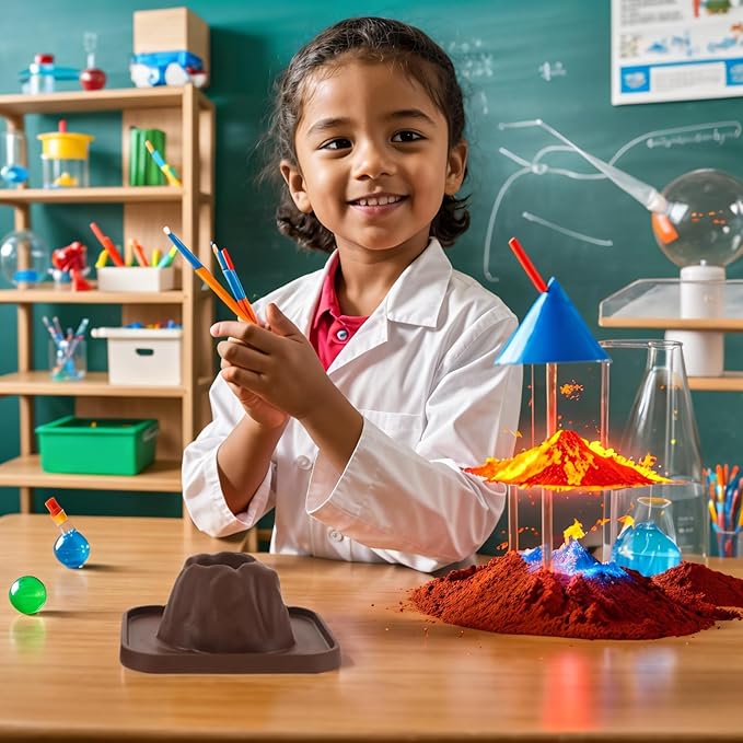 jarbins 10Pcs Volcanic Model School Figure Model Experiment for Volcano Science Kit Volcano Eruption Toy DIY Demonstration Props