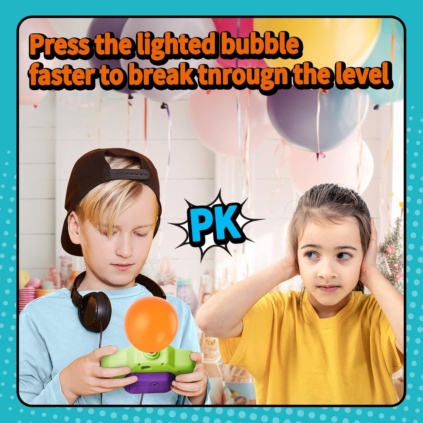 Boom of Balloons Pop Games - 2024 Upgraded Pop Fidget Push Game, Handheld Bubble Game for Kids, Great for Teen Party Games for Groups, Family Interactive Game