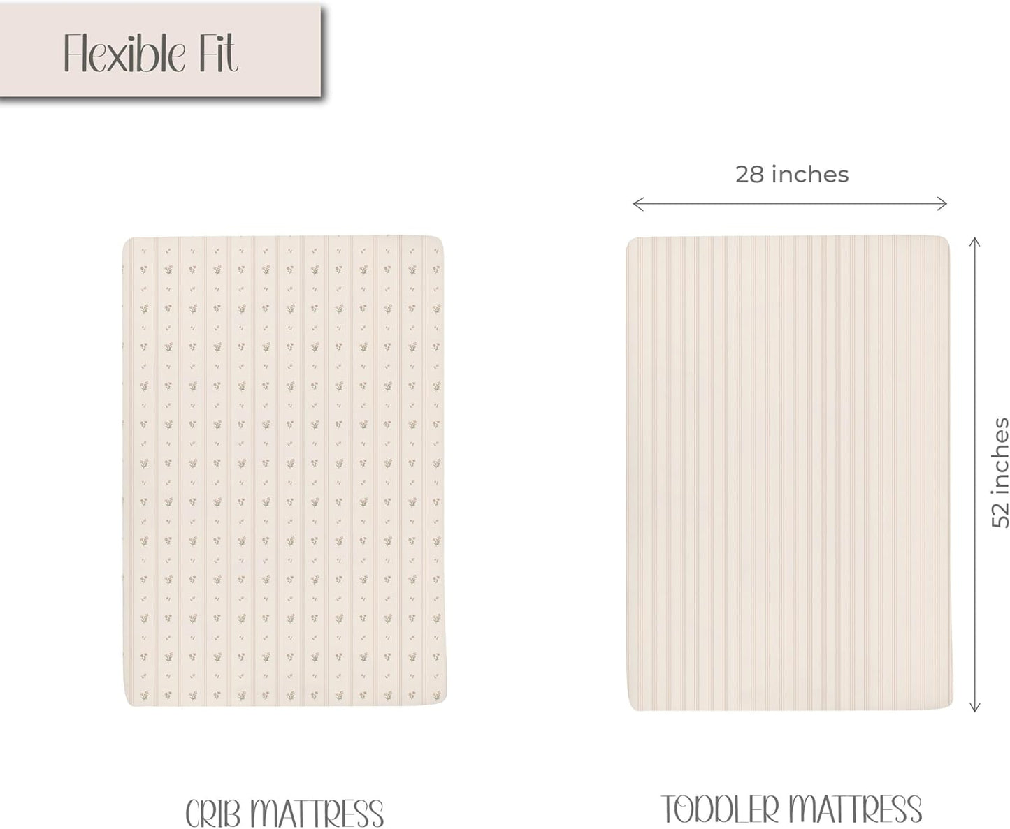 Ely's & Co. Crib Sheets, Baby Girl Fitted Crib Mattress Sheet Set, 2 Pack, 100% Jersey Knit Cotton, Infant and Toddler Nursery Bedding, 28” x 52” Pink Linear Floral Collection