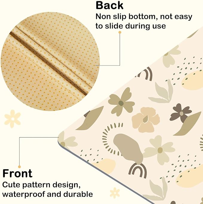 Splat Mat for Under High Chair 42 x 42 Inch Waterproof Baby Splash Mat with Non Slip Bottom Reusable Portable Highchair Mat for Floor Food Catcher for High Chair, Coffee Flowers