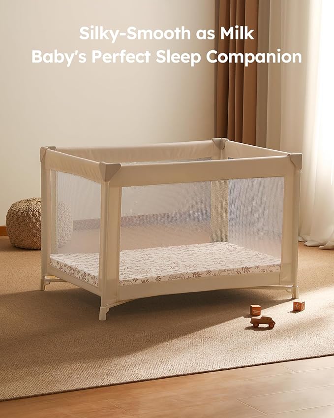 Pack and Play Sheets Fitted 3 Pack, Mini Crib Sheets for Pack N Play Mattress Stretchy Portable Playard Sheets, Soft Breathable White Brown Sun God