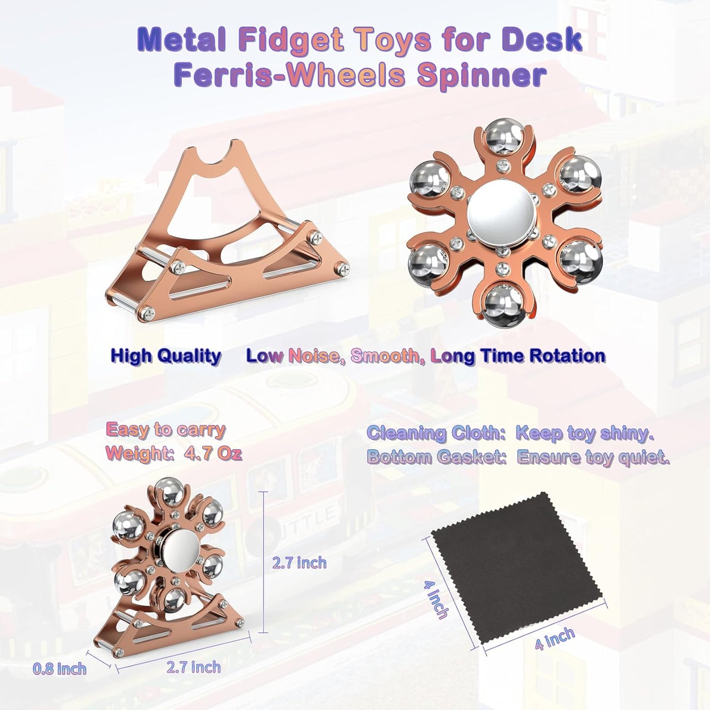 Desk-Fidget-Toys for Ferris-Wheels-Spinner: Metal Kinetic-Spinner 4mins, Cool-Gadgets for Kid Children Teen Adult EDC-Toy, ADHD Tools Cool-Stuff Stress Relief Gift for Office Home School Christmas