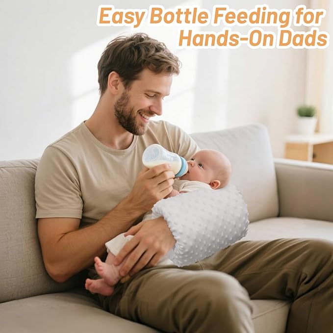 KAKIBLIN Baby Feeding Arm Pillow,Baby Nursing Arm Breastfeeding Pillows Support for Newborn Mom and Babies,Portable and Washable,Ergonomic Nursing Essentials, Travel Pillows for Newborn (Light Gray)