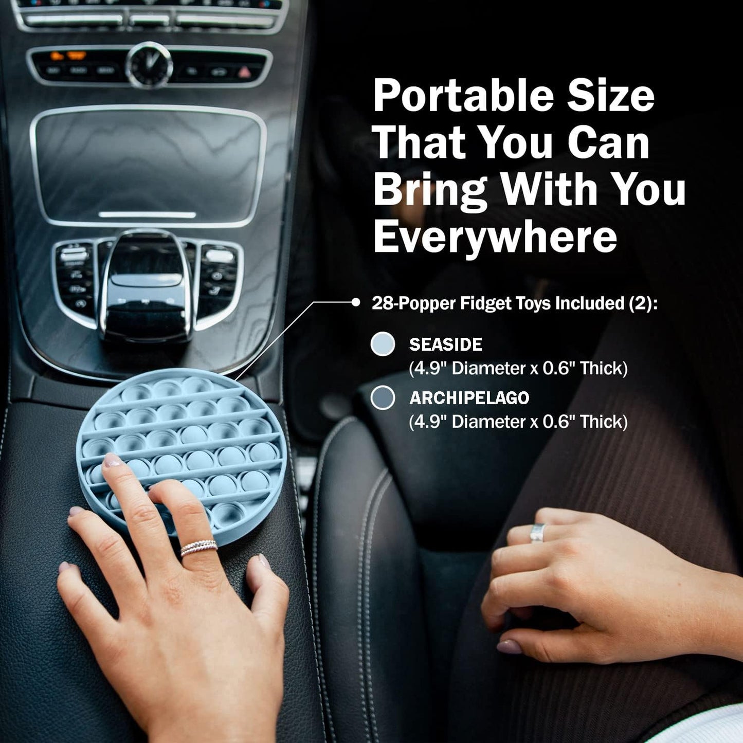 Pop It Fidget Toys 2-Pack, Sensory Toys for Adults & Kids, Stress & Anxiety Relief Toys, Stylish Scandinavian Design, Robust & Firm, Poppet Loud on Both Sides, Magnolia and Seaside