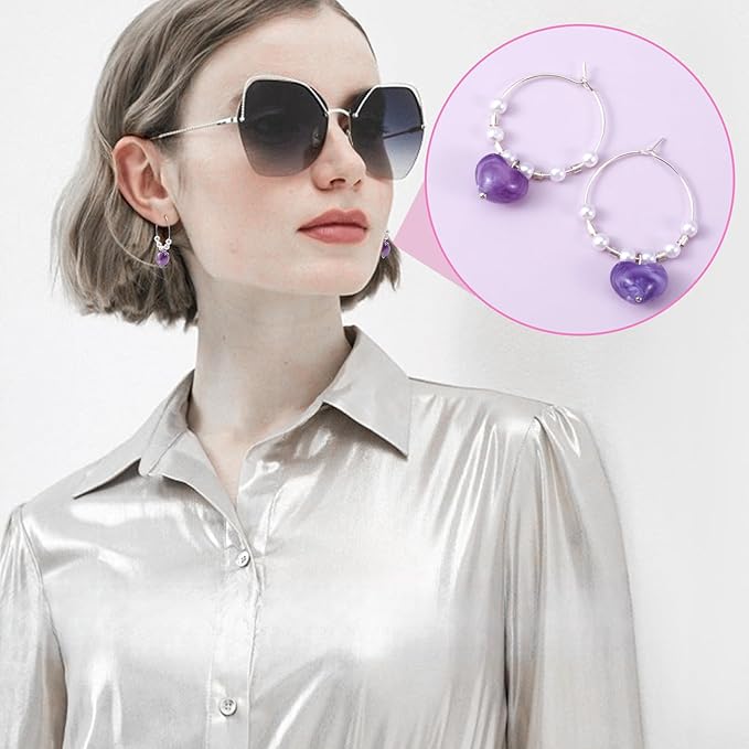 Pndeyo 60pcs Hypoallergenic Earring Beading Hoops, Mix Sizes Round Hoop Earrings Findings, Open Earring Wire Ring Accessories for Jewelry Making- Silver