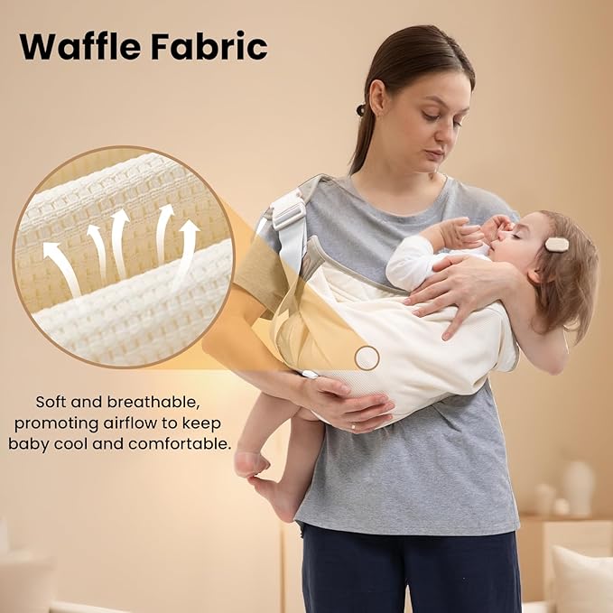 Baby Carrier Newborn to Toddler, Baby Sling Carrier, Toddler Carrier 25-60 lbs with Adjustable Straps, Soft Padded Edges, Lightweight and Travel-Friendly Newborn Baby Carrier