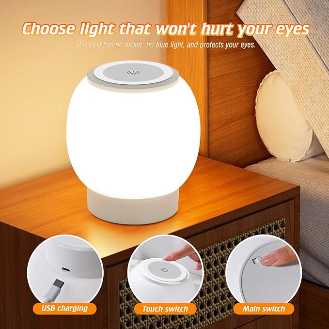 Baby Night Light, Nursery Night Lamp for Breastfeeding, Touch Night Lamp, Eye Caring, 3 color temperatures Stepless Dimming, Rechargeable Baby Night Light for Kids,8000mAh ultra large battery capacity