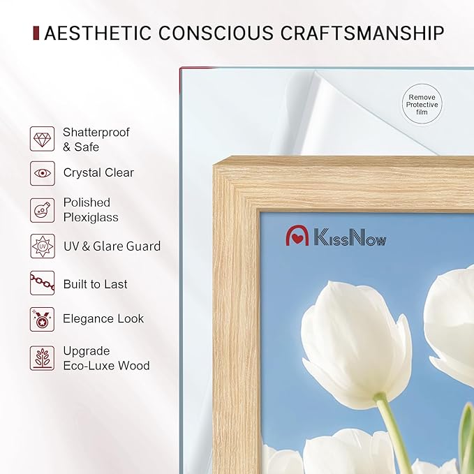 12x18 Poster Frame 2 Pack, Textured Natural Oak Wood Picture Frame, Wall Hanging