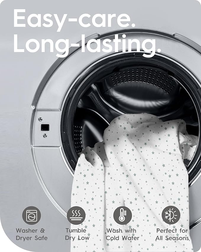 Pack and Play Sheets Fitted, TotBasic Buttery Soft Portable Crib Sheets, Compatible with Graco Pack n Play Playard Crib & Other 27 x 39 Inch Playpen Mattress, 2 Pack Playard Sheets(Grey Stars & Moon)