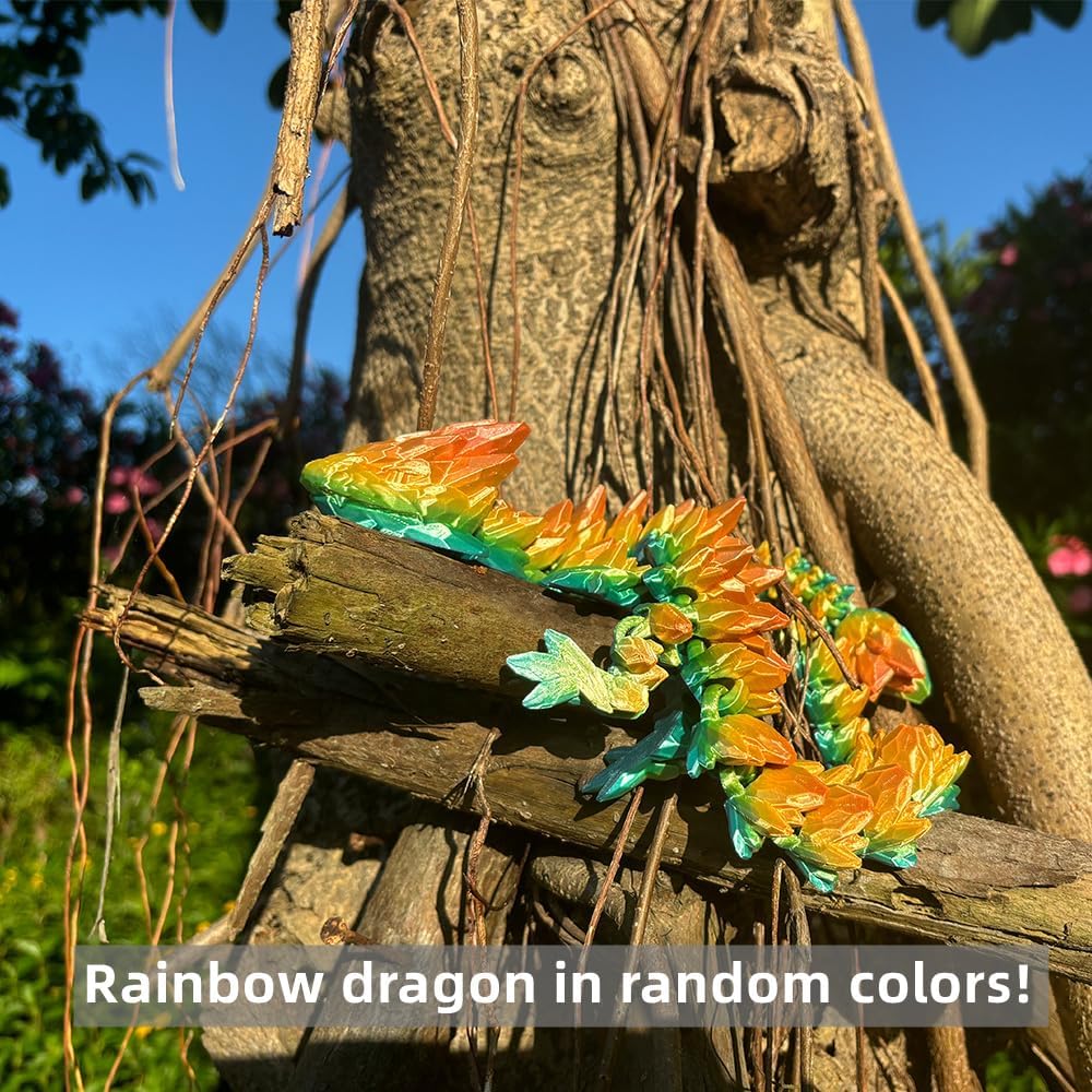 3D Printed Dragon 24inch Gemstone Dragon Dinosaur Christmas Fidget Toy Gifts for Adults Easter Basket Stuffers（24" gem dragon）