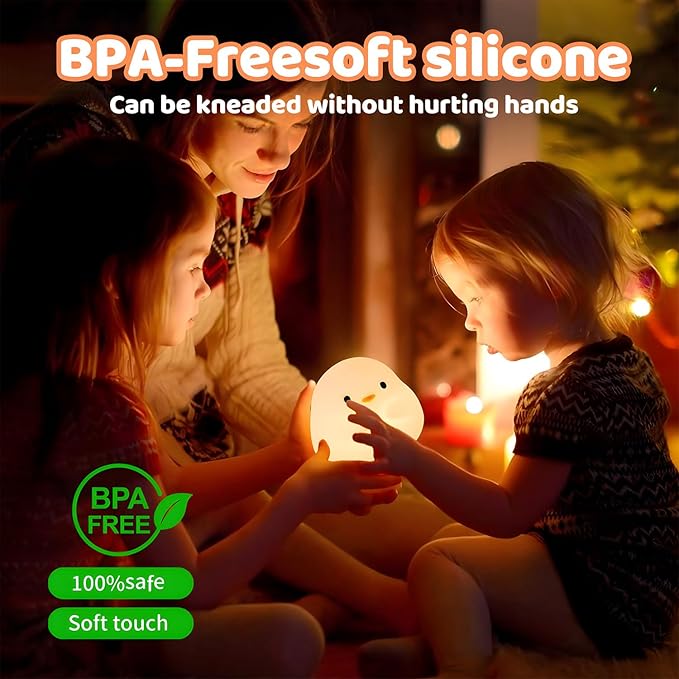 Cute Duck Night Light for Kids,Duck Squishy Lamp for Girls,Super Cute & Soft Touch Silicone Lamp for Bedrooms Nursery,Unique Kids Room Decor Gift Toy for Boys Girls Women(2 Levels)