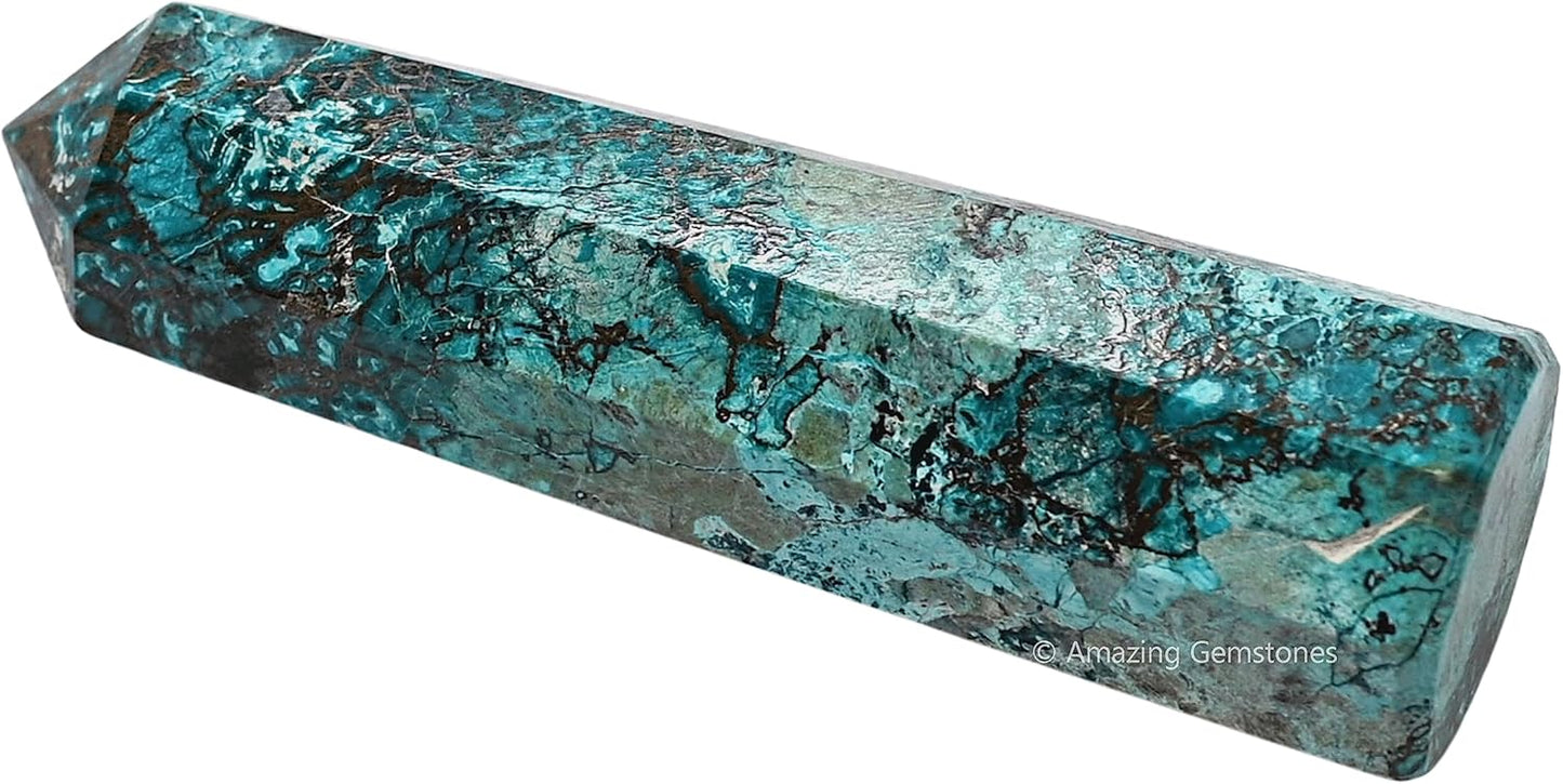 Amazing Gemstone Chrysocolla Shattuckite Crystal Towers - Natural Healing Crystal Point Obelisk for Reiki Healing and Crystal Grid (2 Inch to 3 Inch)