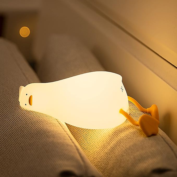Night Light for Kids ,Cute Silicone Nursery Duck Lamp for Baby and Toddler,Fun Animals NightLight for Boys and Girls,Squishy Night Lamp for Bedroom,Kawaii Bedside Lamp for Kids Room
