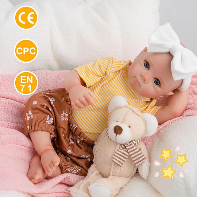 Jirachi Lifelike Reborn Baby Dolls, Real Life Full Body Newborn Baby Girl, 18 Inch Realistic Reborn Baby with Accessories for Girls Yellow
