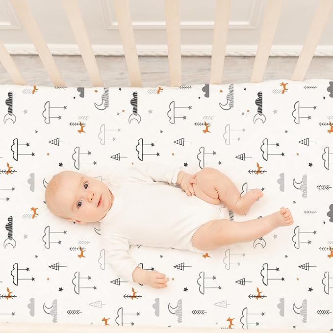 BROLEX Baby Fitted Crib Sheets: Kid Crib Sheets - Set of 2 for Toddler Standard Size Crib Mattress for Boys and Girls - Jersey Knit Crib Bed Sheets Starsmoon Balloon