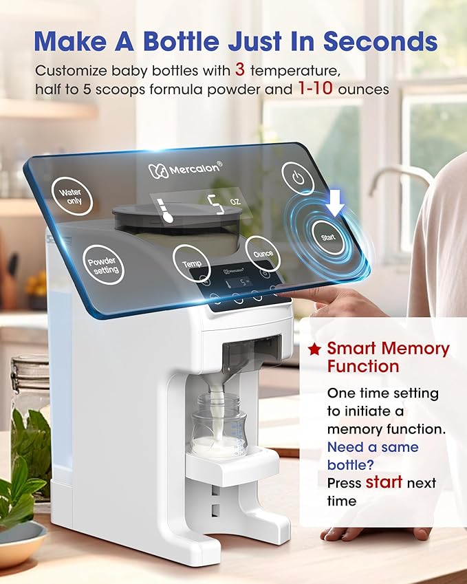 Instant Formula Maker, Fast and Customizable Formula Dispenser Machine with Accurate Temperature Control for Baby, Automatic Powder Blending for All Brands of Bottles and Formula, White