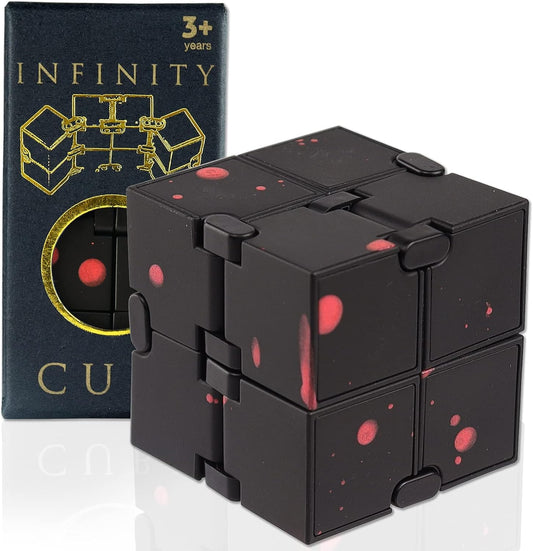 SMALL FISH Fidget Infinity Cube - Built-in Metal Never Ending Infinity Cube, Cool Sensory Infinite Fidget Toy for Stress and Anxiety Relief, Best for Adults and Kids with Autism,and ADHD (Black)