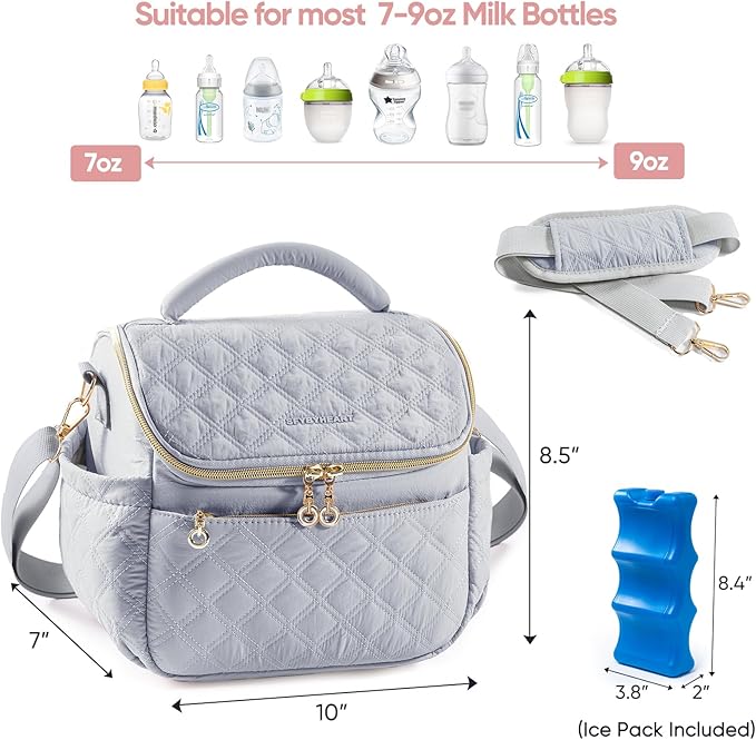 SFYBYHEART Breastmilk Cooler Travel Bag with Ice Pack for 6 Baby Bottles Up to 9 Ounce - Insulated Bottle bag for Daycare - Breastmilk Storage Bag - Baby Bottle Cooler Bag - Bottle Holder