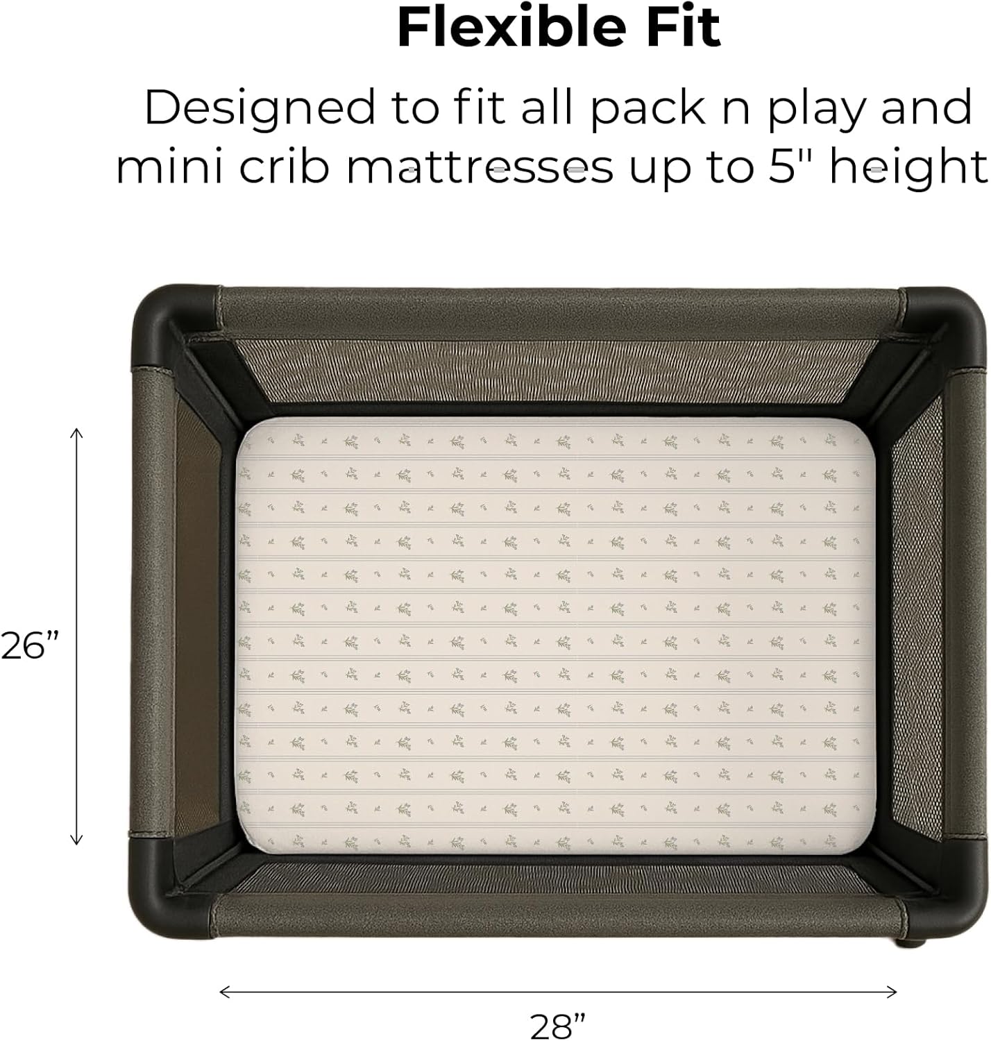 Ely's & Co. Pack and Play Sheets, for Mini/Portable Crib, 2 Pack Fitted Playpen Play Yard Sheet Set Compatible with Graco Pack n Play, for Baby Boys, 100% Cotton, 38”x24”x5” Blue Linear Berry Leaf