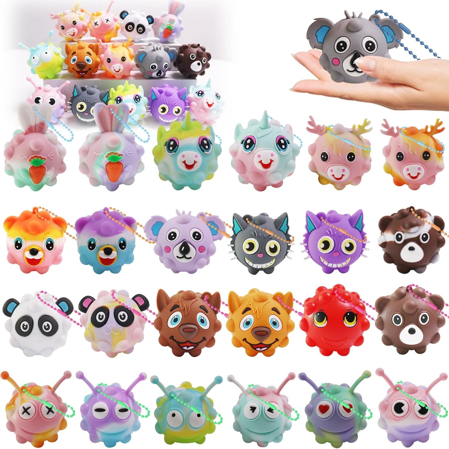 25 Pack Pop Party Favors for Kids,3D Pop Animals Fidget Toys,Birthday Party Favors,Goodie Bag Stuffers,Bath Suction Toys,Treasure Box Toys,Kids Prizes