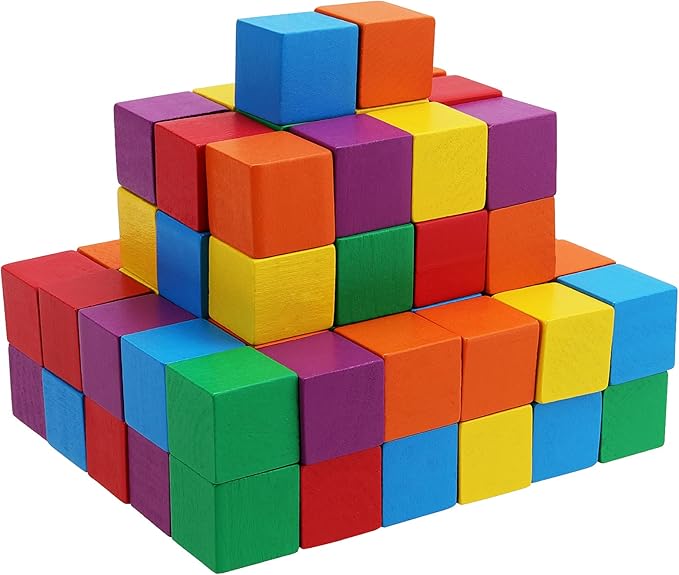 150 PCS 1 Inch Colored Wood Cubes, Premium Colorful Wooden Cube with 6 Assorted Colors, Square Wooden Blocks for Craft DIY Projects
