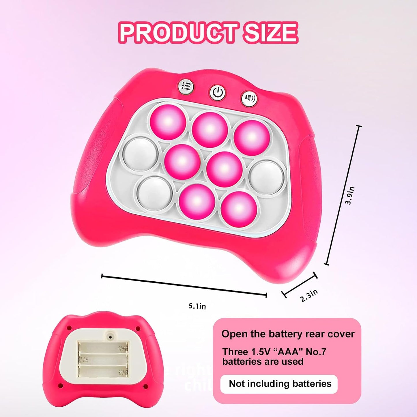 Quick Push Puzzle Game Machine Pop Fidget Light-Up Squeeze Poppet Sensory Toy Educational Push Pop Bubble Toy Stress Relief Party Favors Puzzle Game for Kids Teens Adults （Pink）