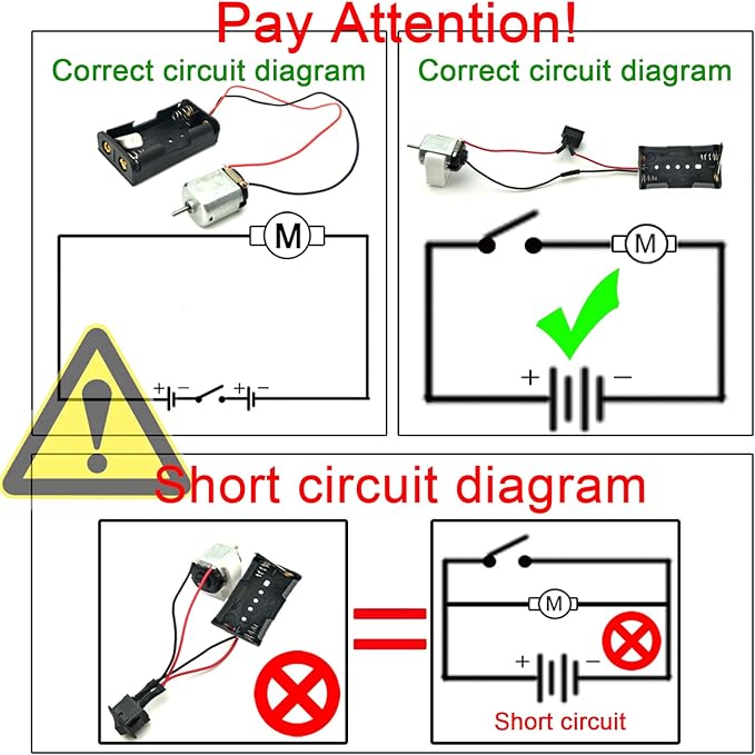EUDAX 6 Set Rectangular Mini Electric 1.5-3V 24000RPM DC Motor with 84 Pcs Plastic Gears,Electronic Wire, 2 x AA Battery Holder,Boat Rocker Switch,Shaft Propeller for DIY Science Projects
