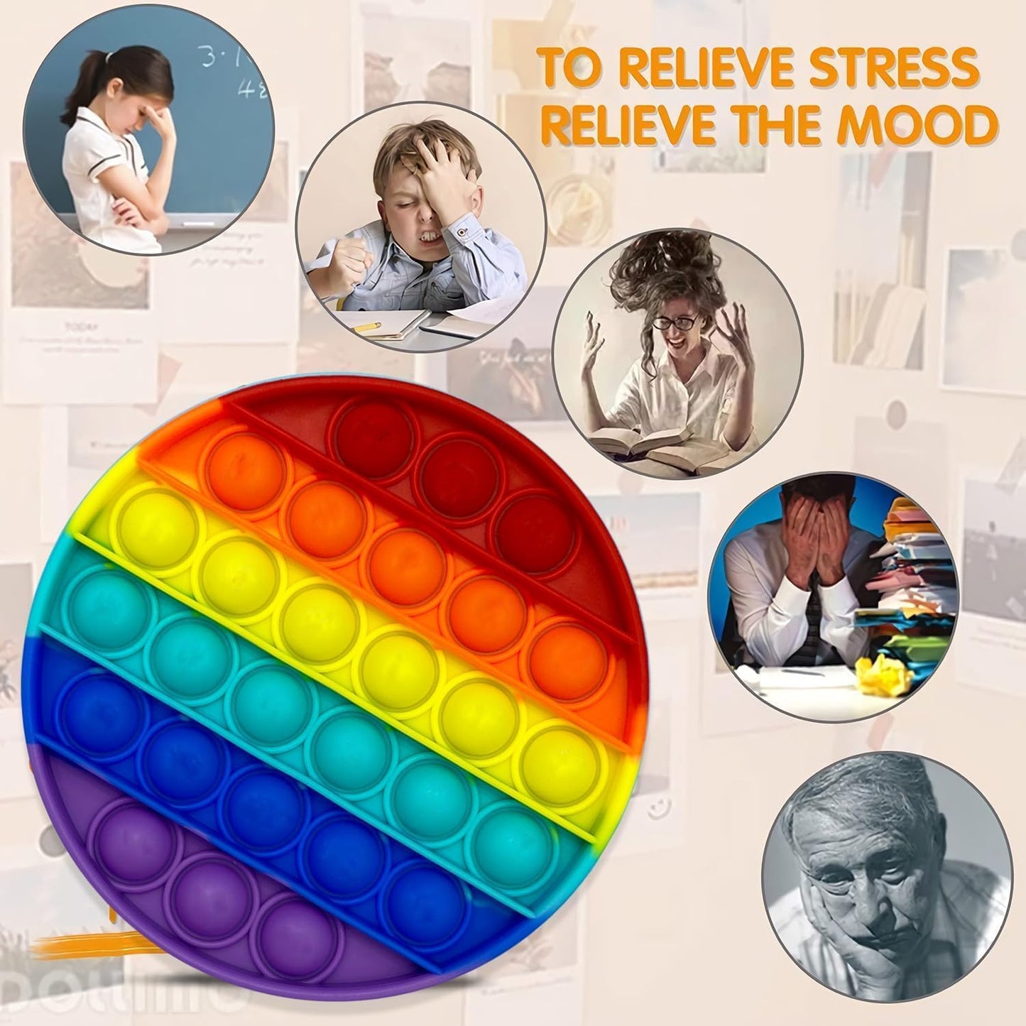 4pcs 5in Random Pop Bubble Fidget Sensory Toys, Pop Toy Bulk for Party Favor, Classroom Student Prizes Easter Basket Goodie Bag Stuffers Christmas Valentine Gift for Kid