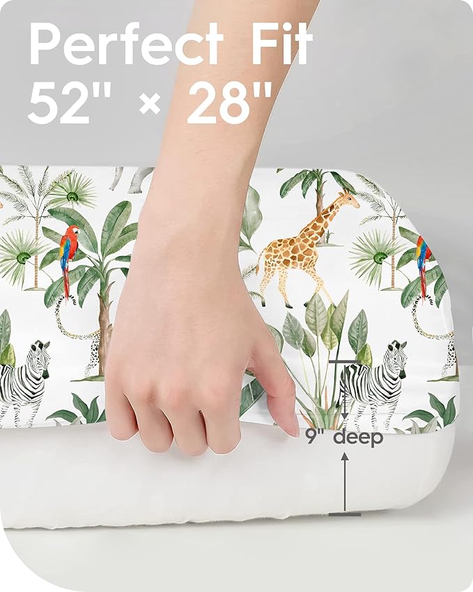 Premium Soft Crib Sheets for Boys, Ultra Breathable Crib Fitted Sheet, Super Stretchy Baby Bed Sheets 28''x52''x9'' Extra Deep Pocket