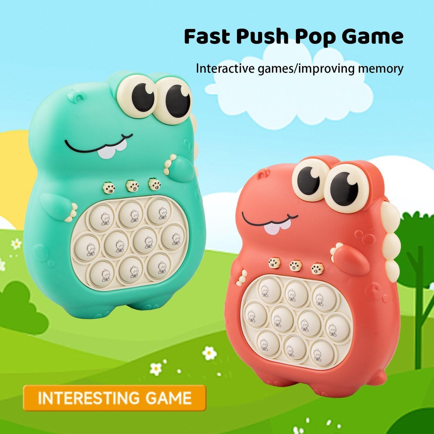 Fast Push Bubble Pop Fidget Toy, Electronic Light Up Game Console, Cool Birthday Gifts for 6 7 8 9 10-12 Year Boys and Girls Pop Up Stress Relief Toy, Concentration Speed Puzzle Game for Kids