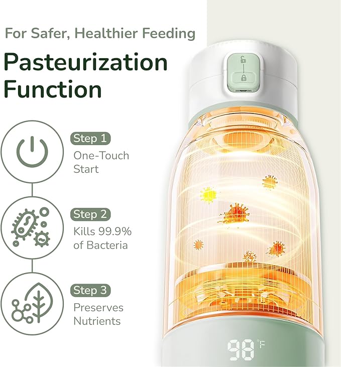 Portable Bottle Warmer for Travel, 17 oz, Temp Control 95F to 131F, Rechargeable On The Go, Ideal for Travel, Outdoors, Car