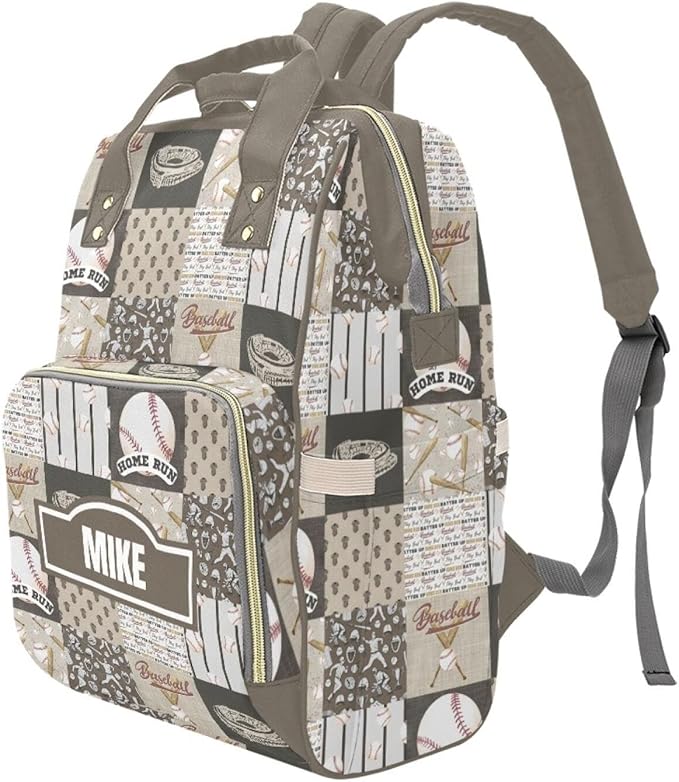 Personalized Baseball Diaper Bag with Name – Custom Baby Bag, Nursing Tote Backpack for Mom, Custom Name Mommy Daypack, Shower Gift for Baby