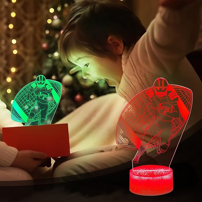 Football Night Light for Boys,3D Illusion Lamp 16 Colors Changing for Birthday and Christmas Gift Room Decoration for Boys and Girls