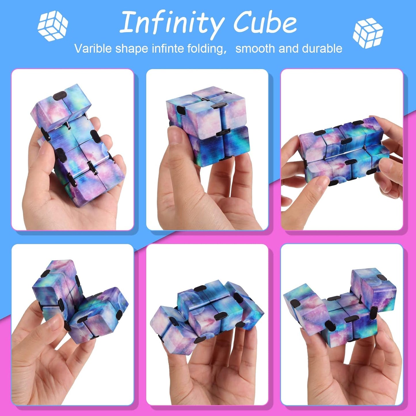 Galaxy Infinity Space Astronaut Infinity Toy Stress and Anxiety Relief Cool Hand Mini Kill Time Cube Toys for ADHD Teens Adults, 5 Styles (Graceful Style, 20 Pieces)