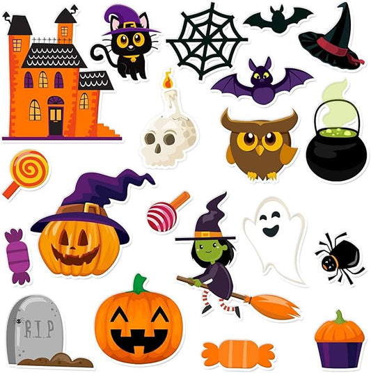 20 PCS Halloween Thick Gel Clings - Window Decals & Stickers for Kids, Toddlers & Adults - Home, Airplane, Classroom, Nursery & Halloween Party Supplies Decorations