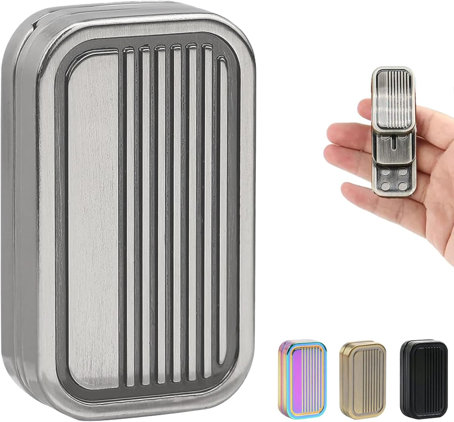 Fidget Slider 3 Layer EDC Gadgets Toy, Metal Magnetic Haptic Fidget Toys for Adults Anxiety/ADHD/Stress Relief, Gift for Boyfriend, Husband and Father (Silver)