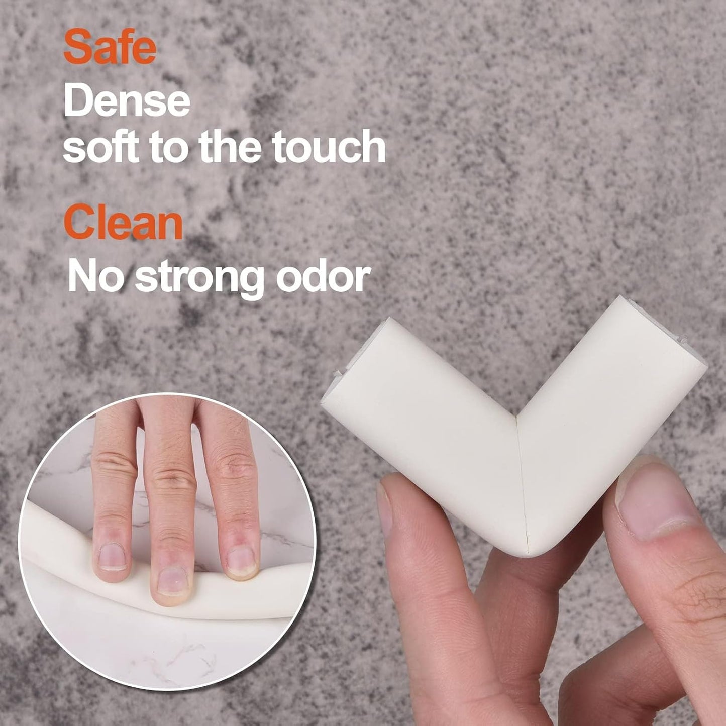 Edge Corner Protector Baby Proofing (Large 20ft Edge 8 Corners), Durable, High Density Rubber Foam, Fireplace Stair Furniture Safety Bumper Guard, 3M Double-Sided Tape, White