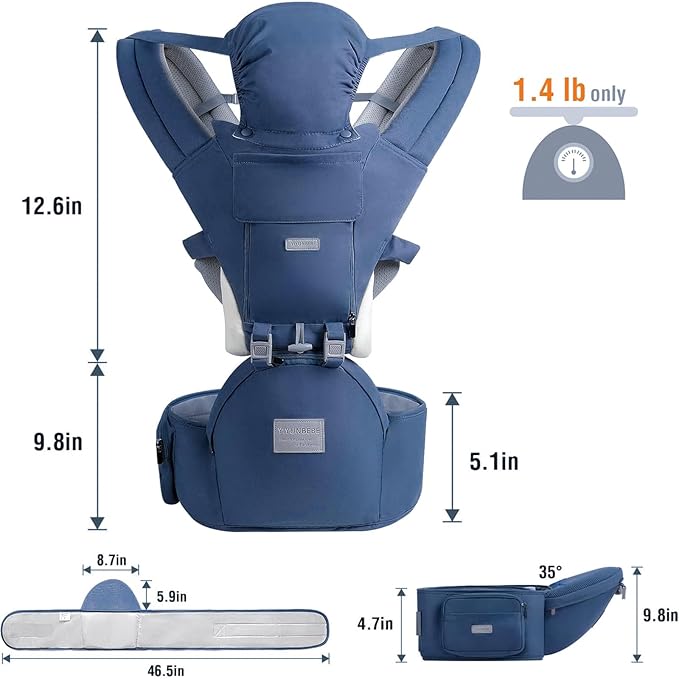 Baby Carrier Newborn to Toddler Baby Carriers with Seat Infant Baby Holder Backpack Baby Carriers Front and Back for Carrying and Hiking (Blue-Grey)