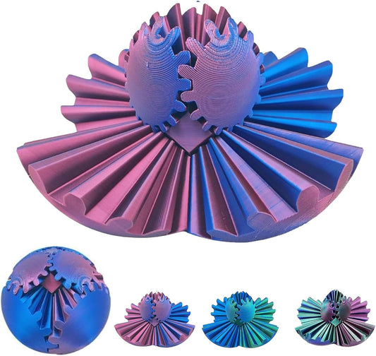 Gear Ball, Gear Sphere,3D Printed Gear Ball Fidget Toys GearSphere Desk Toy, Spin Ball or Cube Fidget Toy,Gear Toy for Stress and Anxiety Relaxing