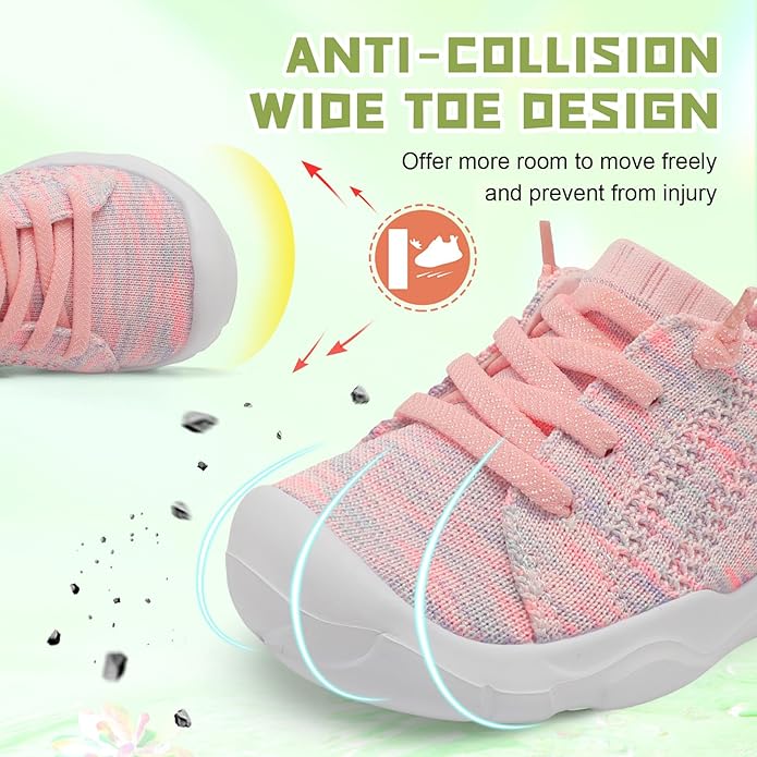 JIASUQI Toddler Shoes for Boys Girls Slip on Sneakers Wide Toe Walking Shoes Toddler Sock Shoes