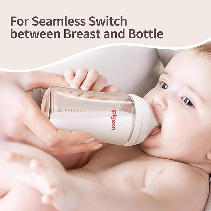 Pigeon Silicone Nipple (Stage 5) with Latch-On Line, Nurture & Nest, Natural Feel, 9+ Months, 3 Counts