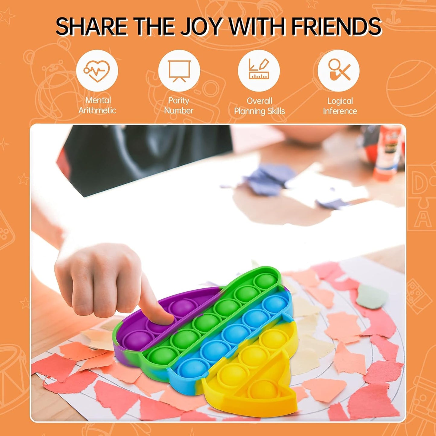 NiHealth Fidget Pack Push Pop Bubble Fidget Sensory Toy, Fidget Toys for Stress Relief Bubble Popper Fidget Toy, Silicone Squeeze Toy for Kids Adults (Rainbow Poop)