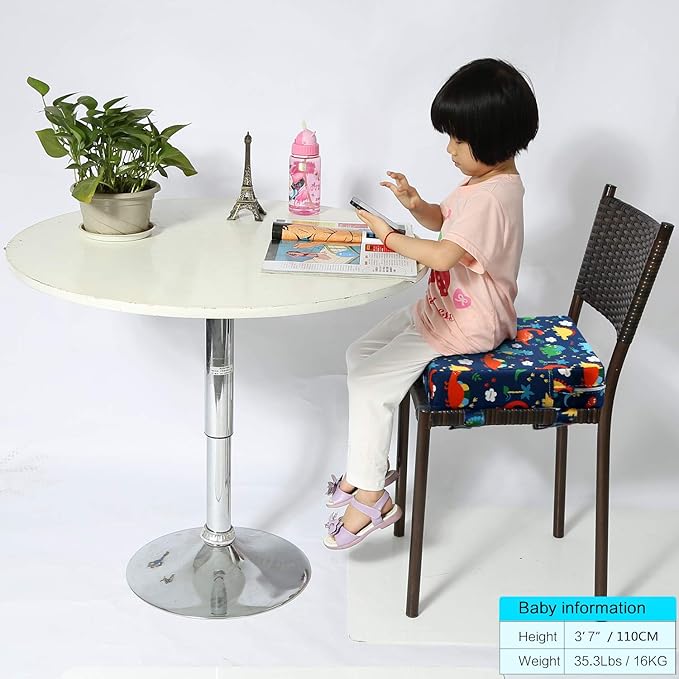 Zicac High Chair Portable Booster Seat Cushion Travel Dining Seat Pad for Toddler Kids Baby Infant Washable Thick Chair Seat Pads (Dark Blue)