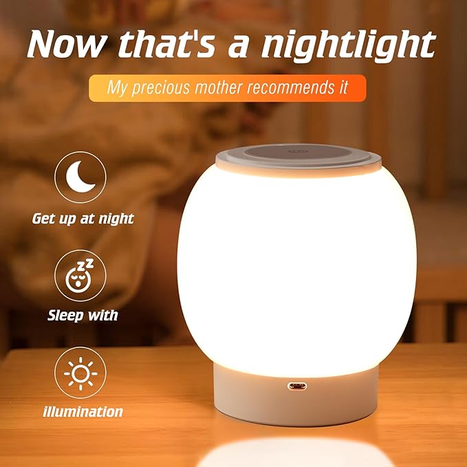 Baby Night Light, Nursery Night Lamp for Breastfeeding, Touch Night Lamp, Eye Caring, 3 color temperatures Stepless Dimming, Rechargeable Baby Night Light for Kids,8000mAh ultra large battery capacity