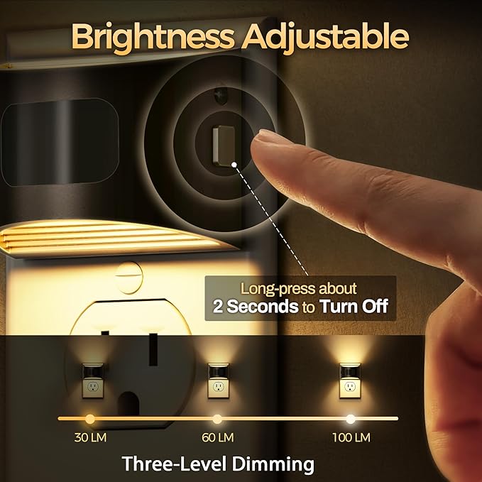 DORESshop LED Night Light[2 Pack], Night Lights Plug into Wall, 3 Mode Plug in Night Light with Motion Sensor, Dusk to Dawn Sensor, Nightlights for Adults, Bedroom, Bathroom, Hallway