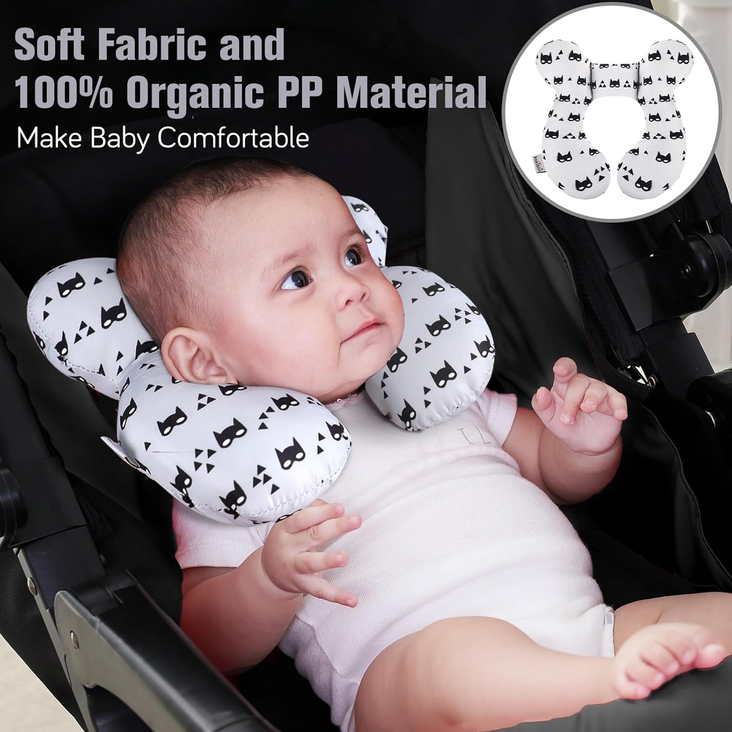 KAKIBLIN Baby Travel Pillow for Head and Neck, Upgraded Baby Support Pillow, Baby Neck Pillows for Car Seat,Pushchair,Travel, Grey